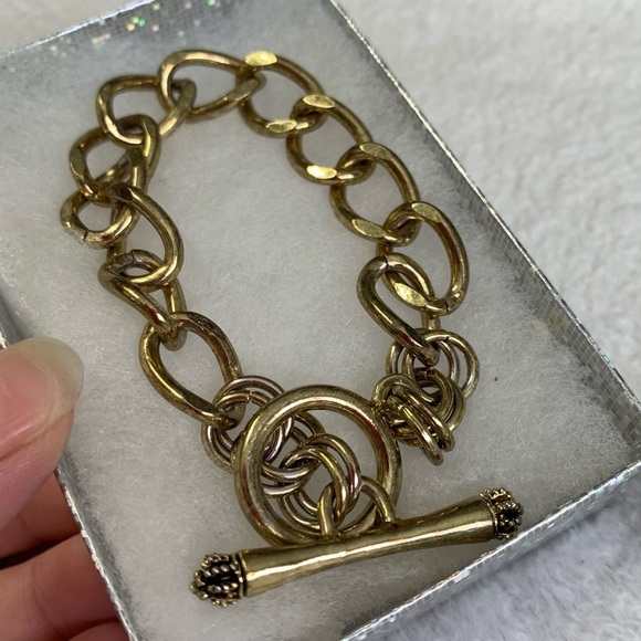 5 for $10 Gold Tone Chain Link Bracelet with toggle clasp - Picture 2 of 5